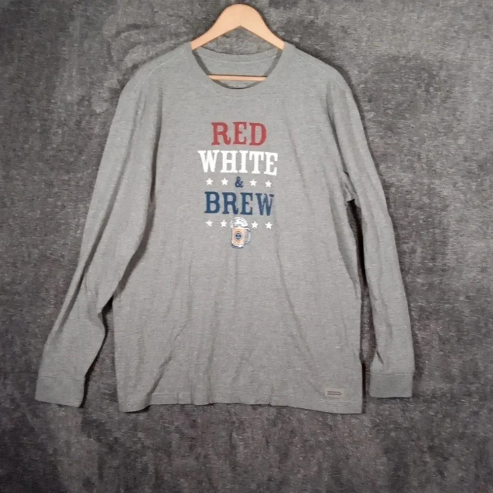 Life is good crusher lite long sleeve men's patriotic 4th of July shirt